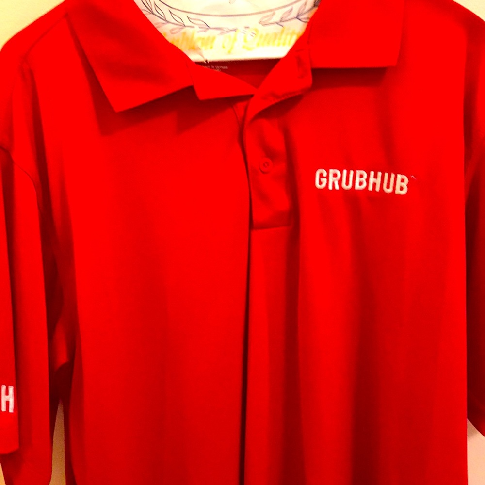 - Men’s Grubhub polo shirts red in size Large 2